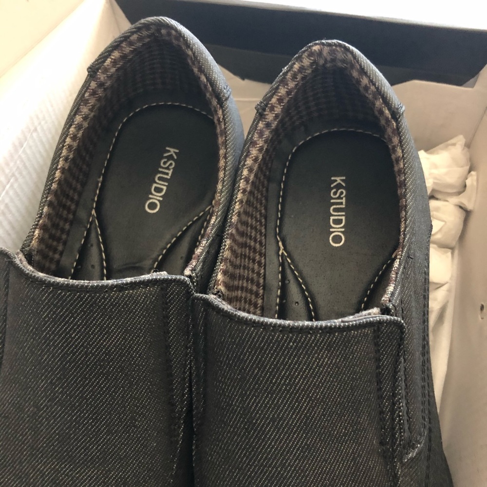 Men’s size 8 dress shoe black grey denim - Picture 3 of 5